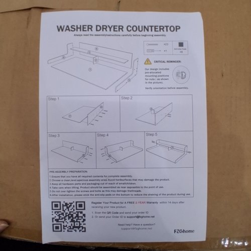 FZGHOME WASHER DRYER COUNTERTOP - 27.5" X 54" - BLACK MARBLE image 2