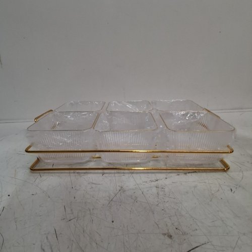YUSOK 6 COMPARTMENT APPETIZER SERVING TRAY WITH LIDS - 11.8" X 7.4" X 2.2" - GOLD image 4