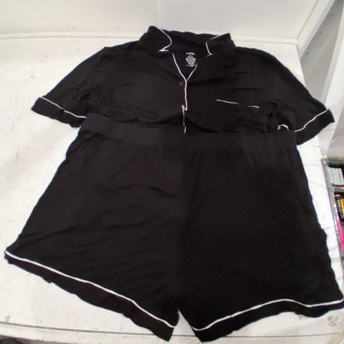 WOMEN'S GEORGE BUTTON UP PAJAMA SET - 2XL - BLACK (STYLE: GRS00447PD) image 2