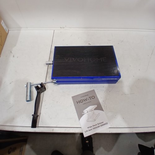 VIVOHOME MOTORCYCLE ATV WIDE DECK SCISSOR LIFT JACK CRANK HOIST STAND- 1100 LBS CAP - BLUE (MODEL-VH012) image 3
