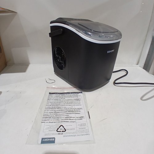 EUHOMY COUNTERTOP ICE MAKER MACHINE WITH HANDLE, BASKET AND SCOOP - MAKES 26LB/DAY - BLACK (MODEL: IM001-BBL-CAEH) image 3
