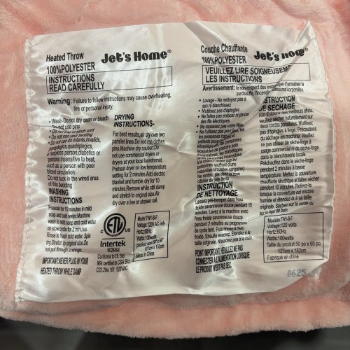 JET'S HOME HEATED ELECTRIC THROW BLANKET - 50" X 60" - PINK image 4