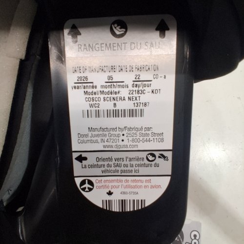 COSCO KIDS SCENERA 5-POINT HARNESS INFANT CAR SEAT WITH CUP HOLDER ATTACHMENT - 40LBS MAX - BLACK (MODEL: ‎22183CKOT) image 2