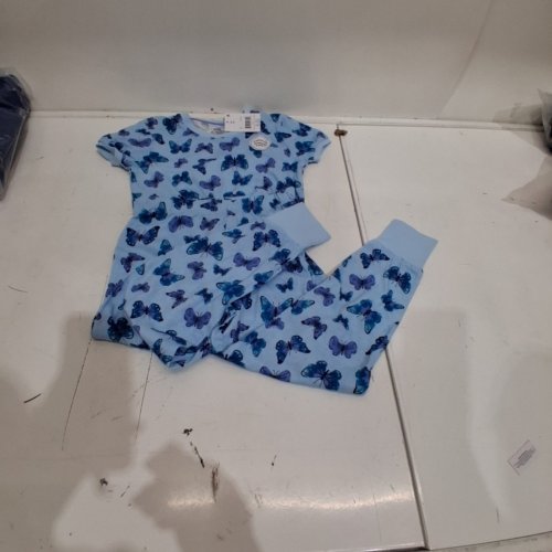 2PC BUTTERFLY PRINT TOP AND PANTS SET - S/P (6) - LIGHT BLUE (STYLE: GRS00401G) image 2