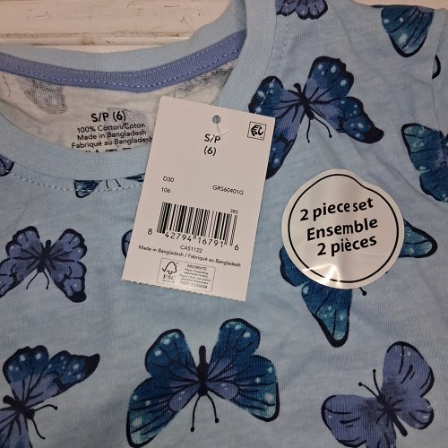 2PC BUTTERFLY PRINT TOP AND PANTS SET - S/P (6) - LIGHT BLUE (STYLE: GRS00401G) image 3