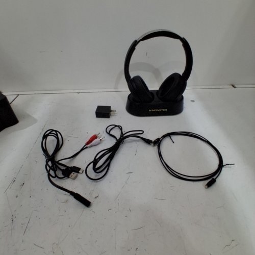 MONSTER TVLINK 300 WIRELESS HEADPHONES WITH TRANSMITTER CHARGING BASE - BLACK (MODEL: MH22258) image 4