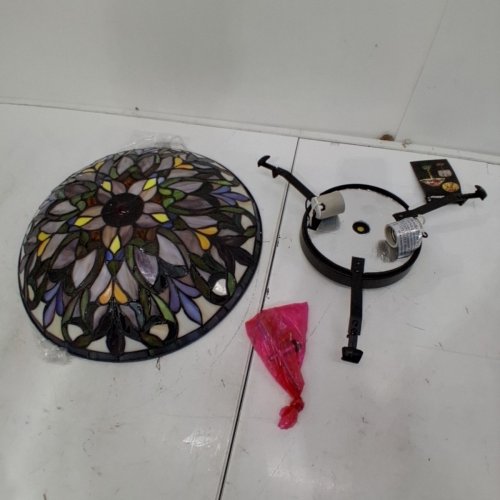 FINE ART LIGHTING TIFFANY SERIES STAINED GLASS VINTAGE BRONZE DOME-SHAPED CEILING LAMP - 16.5" X 5.5" - MULTICOLOUR (MODEL: JS1638) image 2