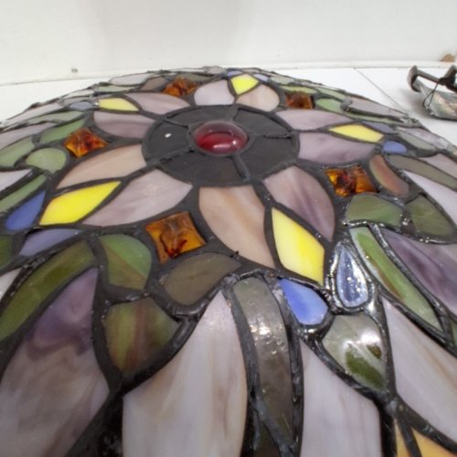 FINE ART LIGHTING TIFFANY SERIES STAINED GLASS VINTAGE BRONZE DOME-SHAPED CEILING LAMP - 16.5" X 5.5" - MULTICOLOUR (MODEL: JS1638) image 4
