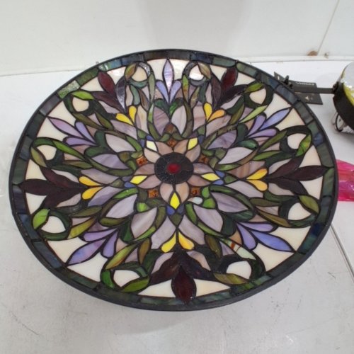 FINE ART LIGHTING TIFFANY SERIES STAINED GLASS VINTAGE BRONZE DOME-SHAPED CEILING LAMP - 16.5" X 5.5" - MULTICOLOUR (MODEL: JS1638) image 5