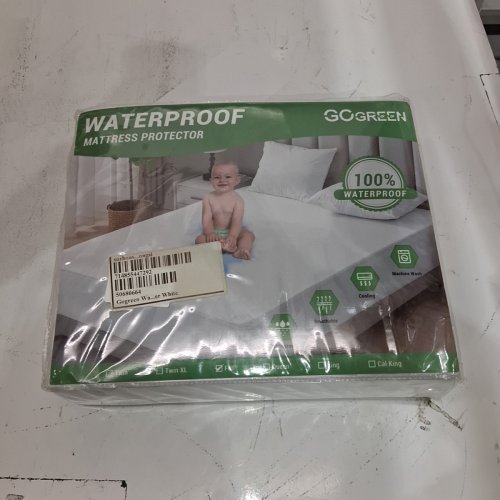 GOGREEN WATERPROOF MATTRESS PROTECTOR - FULL - WHITE/GREEN image 2