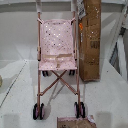 LULLA BABY FOLDABLE DOLL STROLLER - FOR 14" DOLLS - PINK WITH STARS (MODEL: 11202/CH0940-01)) image 2
