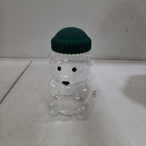BEAR-SHAPED TUMBLER WITH STRAW - 20 OZ - CLEAR / GREEN image 2