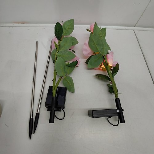 2 SOLAR FLOWER GARDEN STAKE LIGHTS - PINK image 2