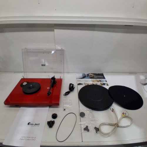 PRO-JECT DEBUT CARBON EVO - AUDIOPHILE TURNTABLE WITH CARBON FIBER TONEARM - ELECTRONIC SPEED SELECTION WITH PRE MOUNTED ORTOFON PHONO CARTRIDGE - RED (MODEL: 096106) image 14