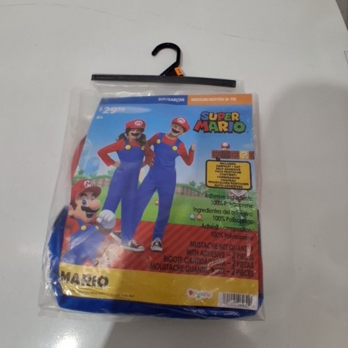 3PC KID'S SUPER MARIO CLASSIC COSTUME- MEDIUM - BLUE/RED image 2
