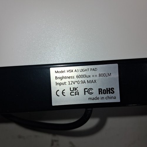 HSK A3LIGHT BOX LIGHT PAD ALUMINIUM FRAME WITH TOUCH DIMMER -18.25" X 13.5"/ 6000 LUX - BLACK image 5