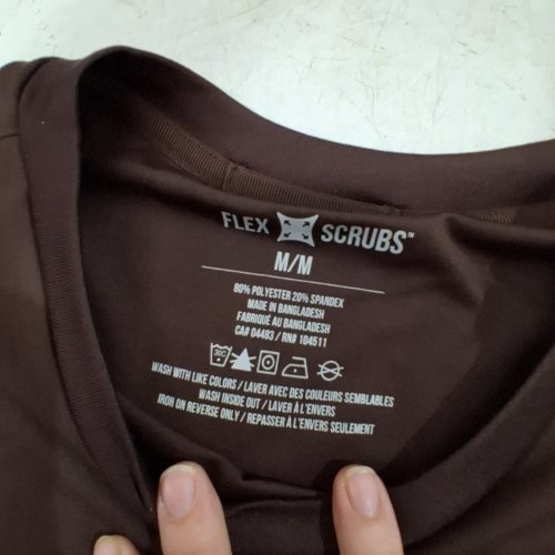 FLEX SCRUBS SHORT SLEEVE SCRUB TOP WITH BREAST POCKET - MEDIUM - BROWN image 3