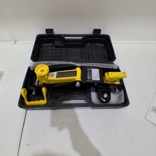VEVOR PORTABLE LOW PROFILE STEEL FLOOR JACK WITH SINGLE PISTON QUICK LIFT PUMP & TRAVEL CASE - 5"-12" LIFT HEIGHT - 3300LB CAPACITY - YELLOW/BLACK (MODEL: VL-80015) image 2