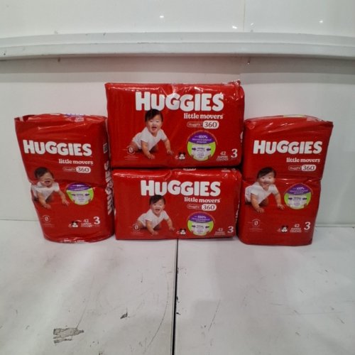 164PK HUGGIES LITTLE MOVERS HUGGFIT DISPOSABLE BABY DIAPERS - SIZE 3 - MICKEY MOUSE image 2