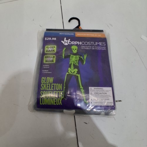 BOYS MORPHCOSTUMES GLOW SKELETON (GLOW IN THE DARK) - MEDIUM (8-10) - BLACK/WHITE/GREEN image 2