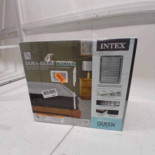 INTEX DURA-BEAM DELUXE SERIES SELF-INFLATABLE MATTRESS WITH INTERNAL PUMP - 13" HEIGHT - QUEEN - GREY image 4