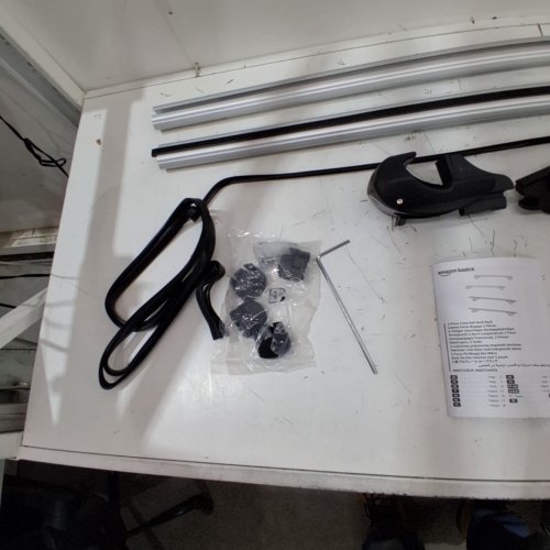 AMAZON BASICS CROSS RAIL ROOF RACK, SPANS BETWEEN RAISED SIDE RAILS WITH GAP - 56" - SILVER BLACK image 3