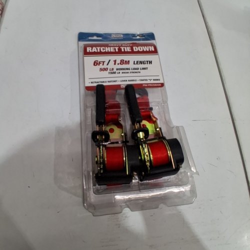 2PK U-HAUL HEAVY DUTY RATCHET TIE DOWNS - 6FT - 500 LBS - (ITEM: PRO330420) image 5