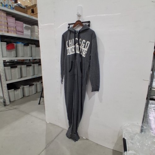 MENS HOODED ZIP-FRONT CHICAGO BLACKHAWKS ONE-PIECE JUMPSUIT - MEDIUM- CHARCOAL GRAY image 2