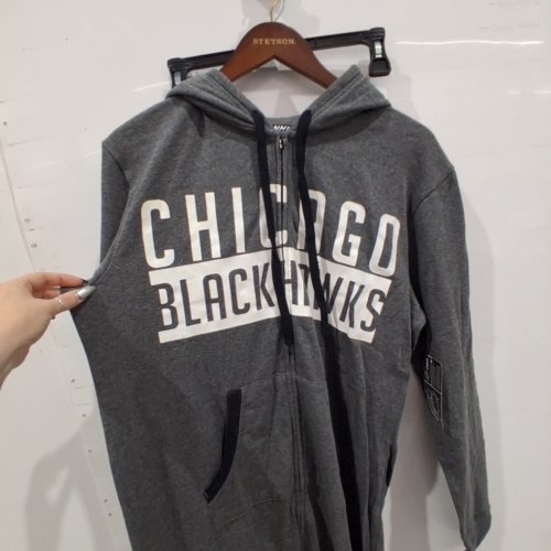 MENS HOODED ZIP-FRONT CHICAGO BLACKHAWKS ONE-PIECE JUMPSUIT - MEDIUM- CHARCOAL GRAY image 3