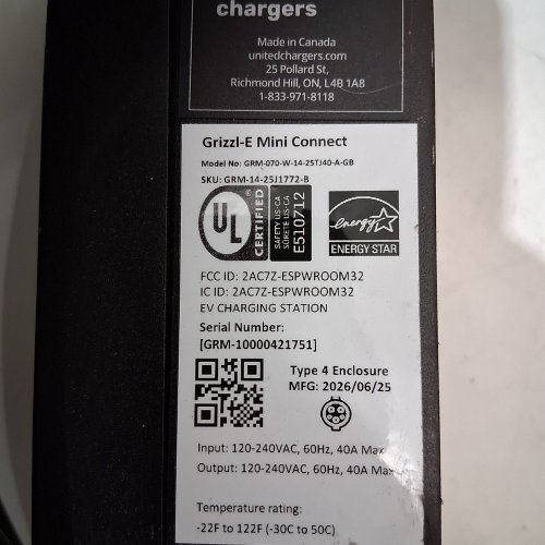 GRIZZL-E MINI CONNECT EV CHARGING STATION - 120-240 V, 40A MAX - BLACK (MODEL: GRM-070-W-14-25TJ40-A-GB) image 2