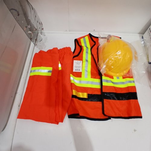 4PC BOYS PARTYHOLIC CONSTRUCTION WORKER COSTUME - MEDIUM (8-10) - ORANGE WITH REFLECTIVE STRIPES image 2