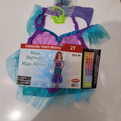2PC GIRL'S GOODMARK MISS MERMAID COSTUME SET - 2T - PURPLE/TURQUOISE image 2