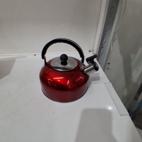 FLAT-BOTTOM, BALL-TYPE, WHISTLING TEA KETTLE - 3L - RED image 2