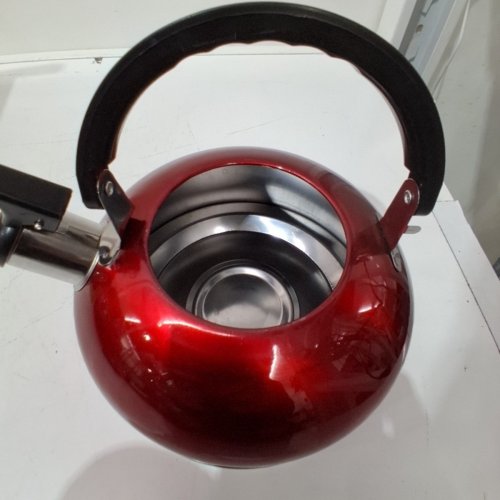 FLAT-BOTTOM, BALL-TYPE, WHISTLING TEA KETTLE - 3L - RED image 4
