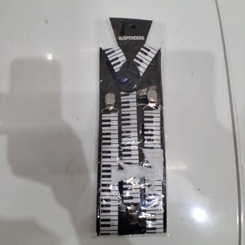 PIANO KEYBOARD PRINT SUSPENDERS - BLACK / WHITE image 2