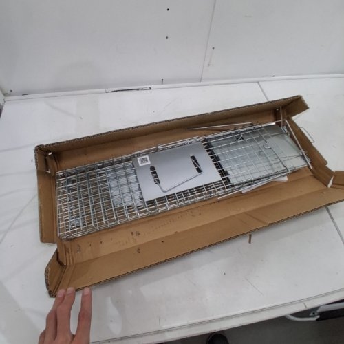HUMANE ANIMAL TRAP - GALVANIZED IRON - 24" X 8" X 8" - SILVER (MODEL: LB-18) image 2