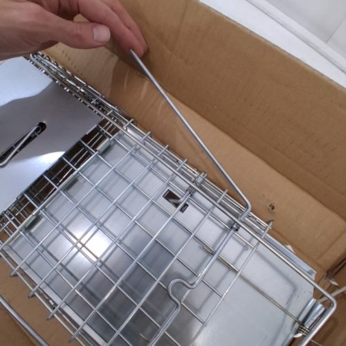 HUMANE ANIMAL TRAP - GALVANIZED IRON - 24" X 8" X 8" - SILVER (MODEL: LB-18) image 3