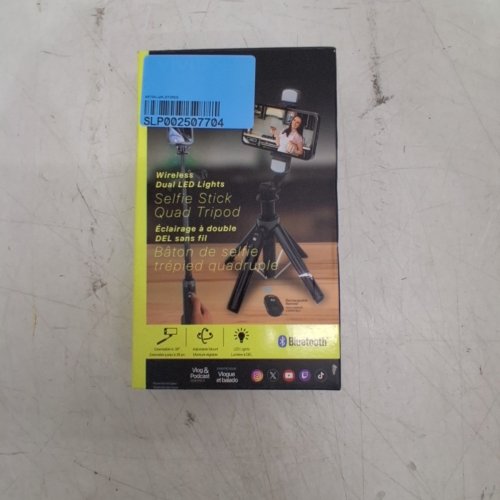 VIVITAR 2-IN-1 SELFIE STICK / TRIPOD WITH QUAD LED LIGHTS - BLACK (MODEL: VIVTR2L36-NOC) image 5