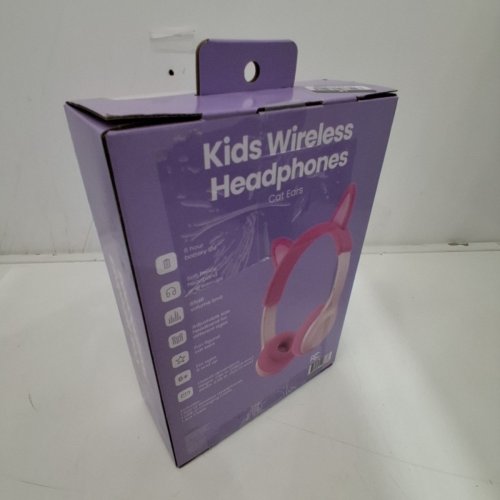 KIDS GEMS BLUETOOTH WIRELESS CAT EAR HEADPHONES - PINK image 3