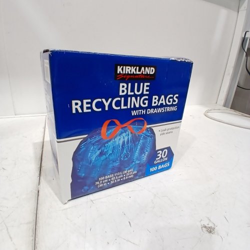 100PK KIRKLAND SIGNATURE TRANSPARENT BLUE RECYCLING BAGS - 30GAL - BLUE image 3