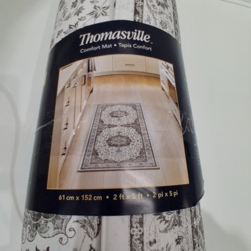THOMASVILLE FLORAL KITCHEN COMFORT MAT - 2FT X 5FT - WHITE / GRAY image 2