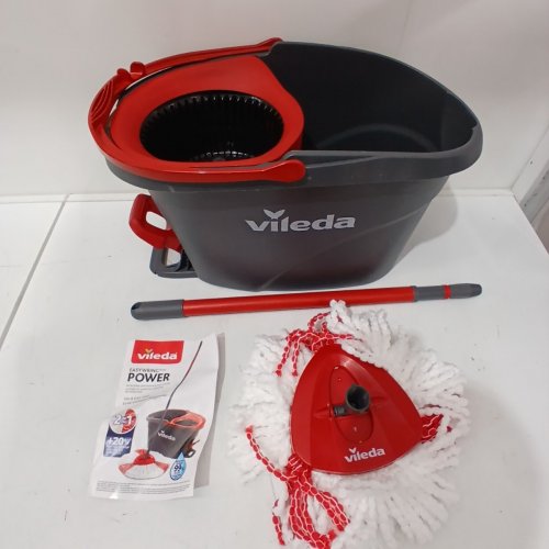 VILEDA EASYWRING SPIN MOP AND BUCKET SYSTEM WITH MOP HEADS AND TELESCOPIC HANDLE - BLACK/RED (MODEL: 1898219) image 2