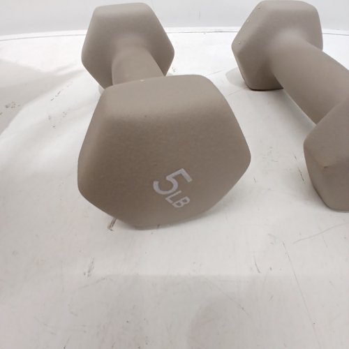 HEXAGON NEOPRENE DUMBBELL - 5 LBS - GREY image 2