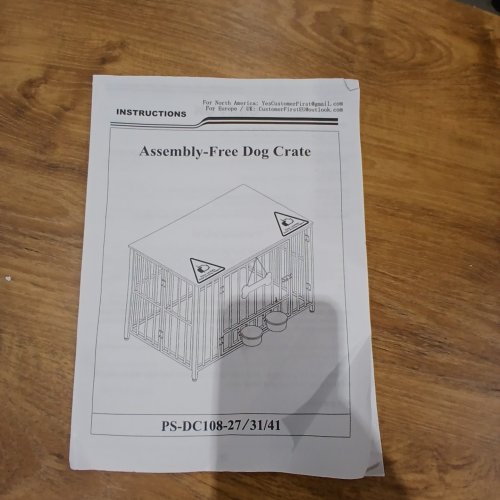 EASYCOM FOLDABLE DECORATIVE INDOOR DOG CRATE - 27.56" X 28.39" X 43.1" - WHITE / BROWN (MODEL: PS-DC108-27) image 4
