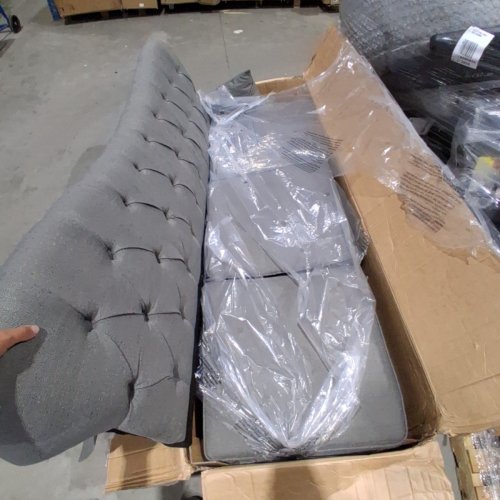 JAYDEN CREATION 3-PERSON TUFTED POLYESTER SOFA WITH FLARED ARMS - 83" X 31" X 34" - CHARCOAL - (MODEL: Z6SFXW0527-CHA) image 5