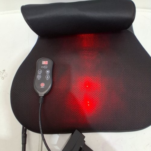 PRYFEY HEATED ULTRATHIN BACK MASSAGER WITH 4D KNEADING - 17" X 21" - BLACK/GREY (MODEL: BKYB-01) image 2