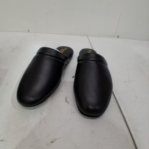 men's PAMIR SLIP ON LEATHER SCUFF SLIPPERS - 9 - BLACK image 2