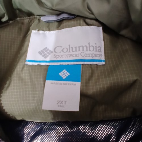 MEN'S COLUMBIA AUTUMN PARK DOWN HOODED JACKET - 2XL - STONE GREEN/COLLEGIATE NAVY BLUE image 2