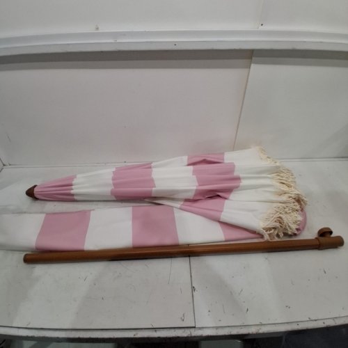 AMMSUN FRINGED PATIO UMBRELLA - 7FT - PINK / WHITE image 2