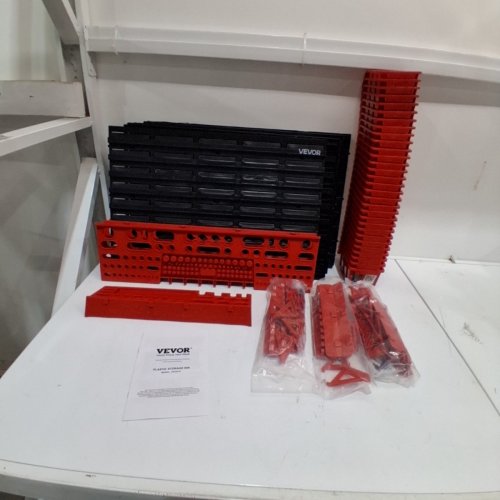 VEVOR 30 BIN WALL MOUNTED STORAGE RACK FOR TOOLS AND PARTS - 67.7" X 30.5" X 6.7" - BLACK/RED (MODEL: PST2313) image 2